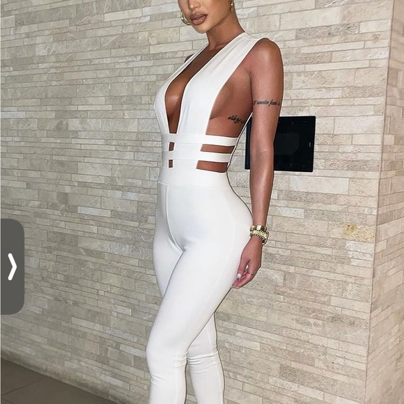 Fashion Nova White Cut-Out Jumpsuit - Picture 3 of 6